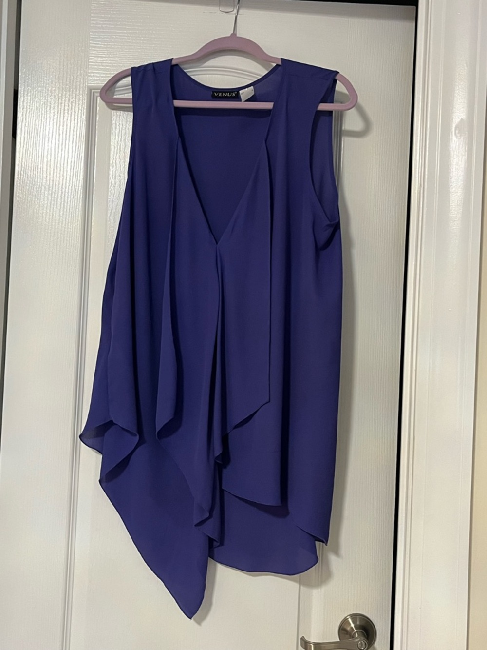 VENUS Purple Sleeveless Draped V-Neck Blouse NWOT